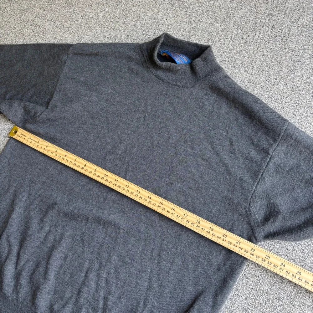 Pendleton Sweater Mens XL Gray Virgin Wool Mock Neck Long Sleeve Knit Pinhole
